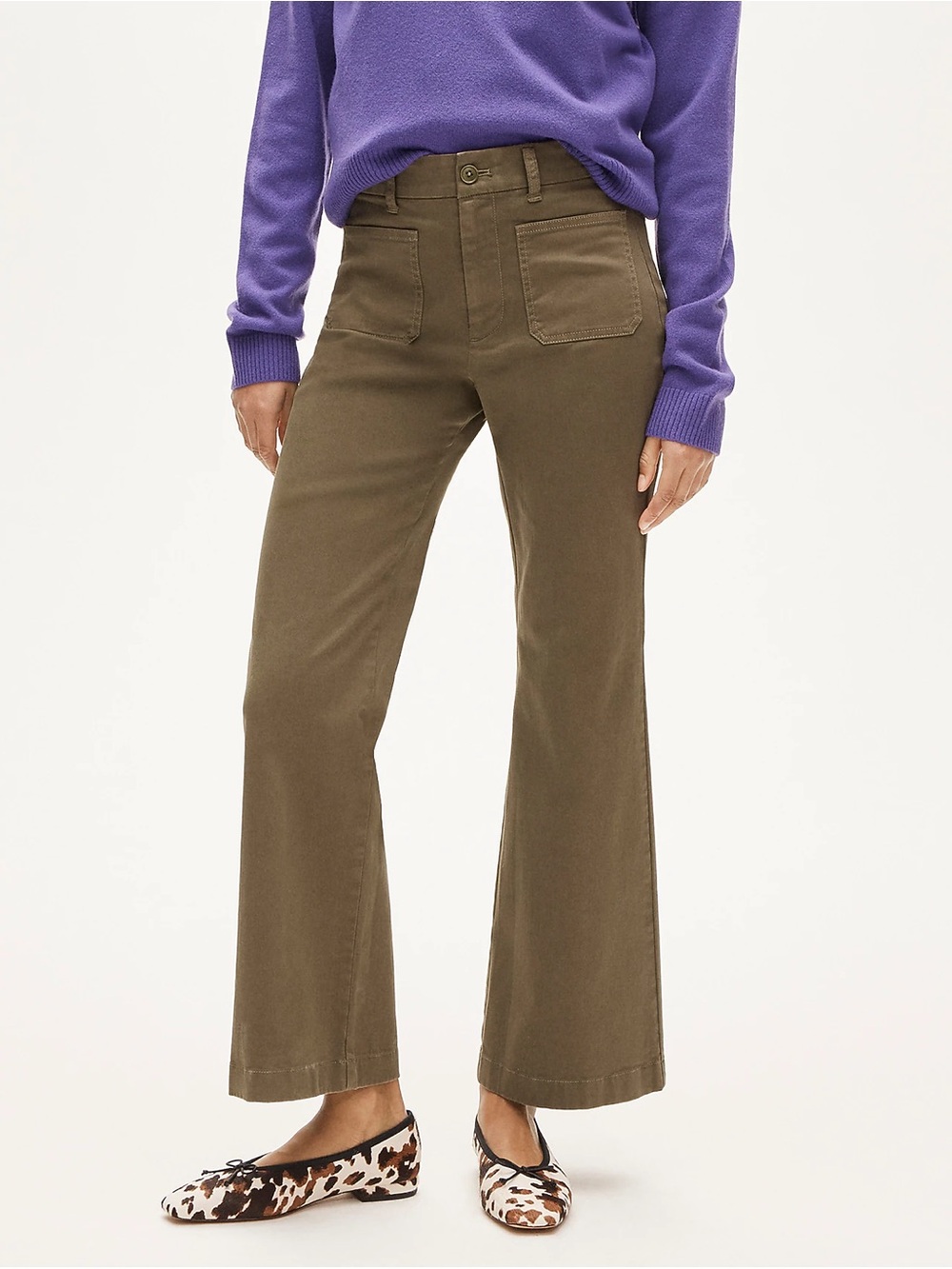 J.Crew Charley Kick Out Crop Pants in Olive Military Green size 27 EUC
